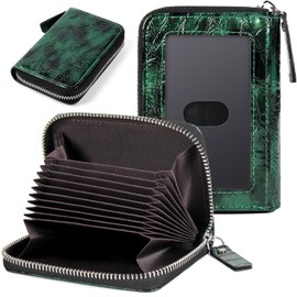 EcoVision Credit Card Holder RFID Card Case Wallet, Small Accordion Zipper Card Case Holder, Card Organizer Case for Women Men