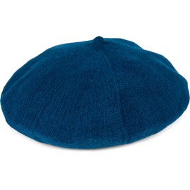 styleBREAKER 04024200 Women's Fine Knit Beret Hat with Subtle Striped Pattern, Winter, Beret, Béret, French Hat, petrol