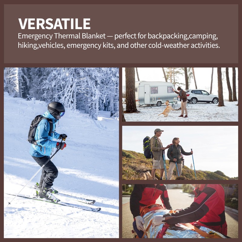 Emergency Thermal Blanket, 4 Pack, Mylar Space Blankets Survival Gear