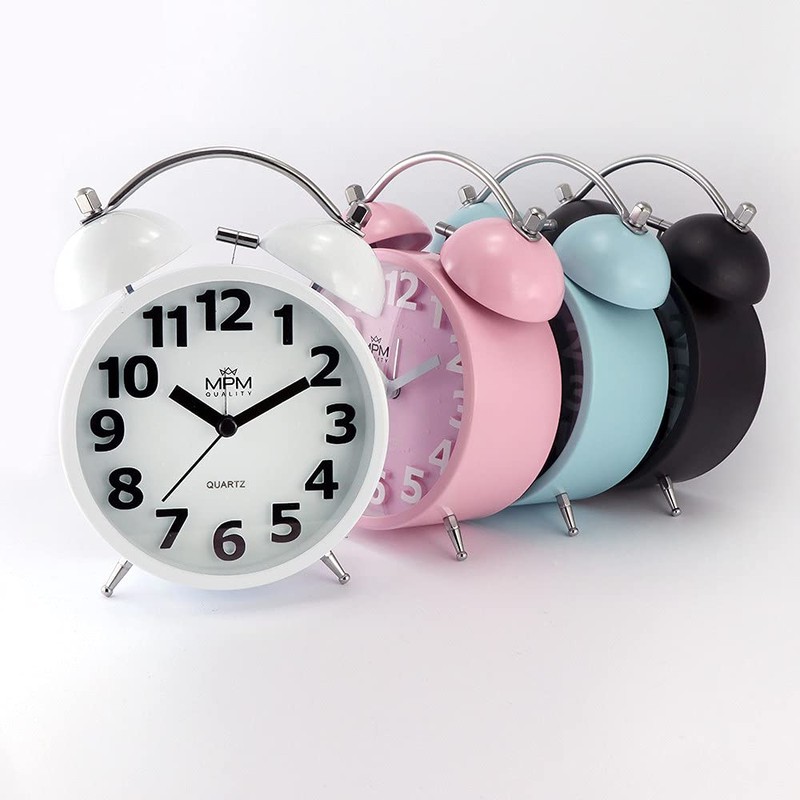 MPM Quality Design Metal Alarm Clock in Trendy Pastel Colours,