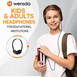 Wensdo 50 Pack Classroom Headphones Bulk for School Kids Students, Wholeslae Wired Durable Earphones Class Set for Children Toddler Teens Boys Girls and Adult (HY857,50 Black)