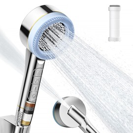 Duschkopf Wassersparender mit Filter, FYTSDIK Hochdruck Handbrause, 4 Strahlarten Sparduschkopf Duschbrause mit Massagebürste/Filtrationsstufen, für Entfernen vom harten Wasser und Chlorrückstände