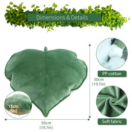 3D Leaf Throw Pillow Decorative Plant Pillow Soft Plush Leaf Shaped Cushion Novelty Plush Backrest Pillow Comfortable Plant Sleeping Cushion for Bedroom Sofa Couch Living Room 50 x 50cm(green)