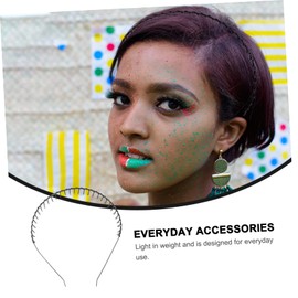 FRCOLOR 6pcs Spring Headband Sport Headbands for Women Metal Hair Band Wavy Crochet Hair Wave Headband Men Metal Teeth Comb Hair Hoop Hair Band Issue Card Hair Ring Head Button Black