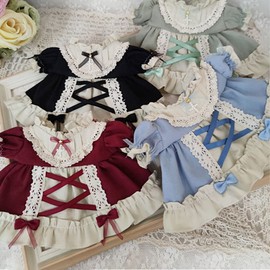 niannyyhouse Plush Toy, 7.9 inches (20 cm), Doll Clothes, Headband + Dress, 2-Piece Set, Maid Clothes, Cotton Doll Clothes, Crossletter, Baby Clothes, Dress-Up, Red