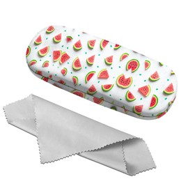 Zewurtuw Eyeglass Case Hard Shell Sunglasses Protective Eyeglasses Holder Box with Cleaning Cloth for Women Girls Men Cute Aesthetic-Watermelon