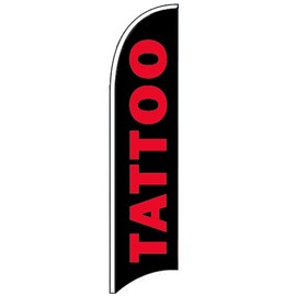4 Less Co TATTOO Windless Swooper Flag Feather Banner Sign 2.5x11.5 ft Tall (Flag Only) kb