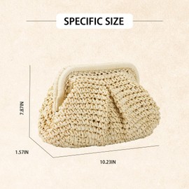GOKTOW Straw Clutch Bag Summer Holiday Beach Crossbody Bag for Women Raffia Rattan Woven Clutch Bag, beige