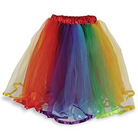 Beistle Rainbow Tutu Skirt Polyester Fabric Tulle, One Size, Red/Orange/Yellow/Green/Blue/Purple