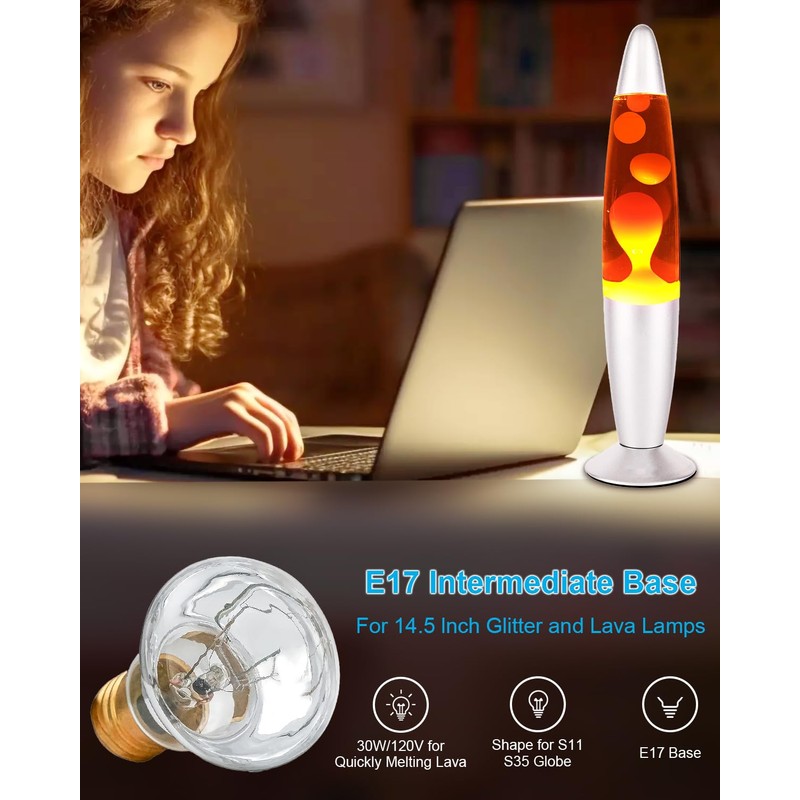 SerBion Lava Lamp Bulb, R39 E17 Reflector Type Bulb for