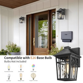 Darkaway Outdoor Wall Lights for House, Exterior Lighting Fixtures Wall Mount Porch Lights Waterproof Outdoor Sconce Lights with Water Ripple Glass for Patio Hallway Garage