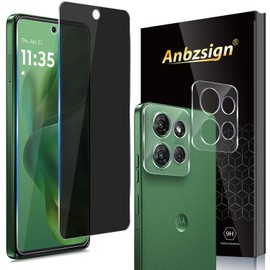 Anbzsign 2+2 Pack for Moto G Power (2025) Privacy Tempered Glass Screen Protector and Camera Lens Protector, Anti-Spy 9H Hardness Case Friendly Film for Moto G Power 5G (2025)