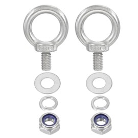 PATIKIL M10 x 20mm Eye Bolt with Nut, 2 Pack 304 Stainless Steel Lifting Shoulder Eyebolt Lift Thread Screws for Hanging, Silver