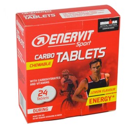 ENERVIT Sport Chewable Carbo Tablet | Compresse masticabili con sali minerali Sport | solo 15 kcal per compressa | Limone | 24 x 4 g