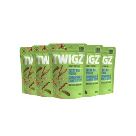 TWIGZ Craft Pretzel Sticks - Zesty Dill Flavor | Pack of 6 Individual Bags (130g each)