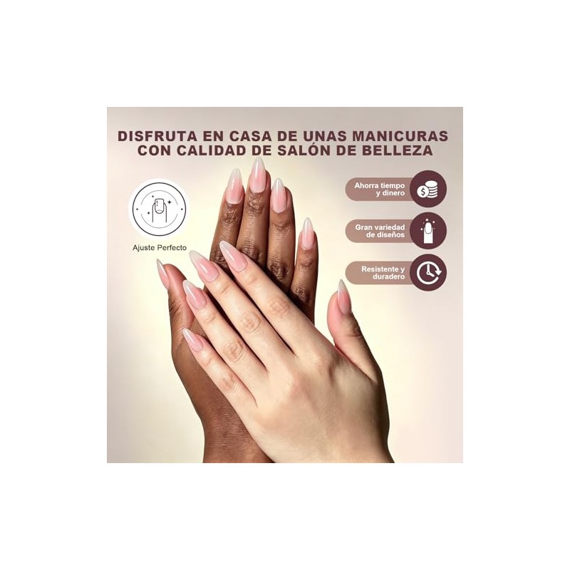 Uñas Postizas con Punta Francesa, Uñas Press on para Manos,
