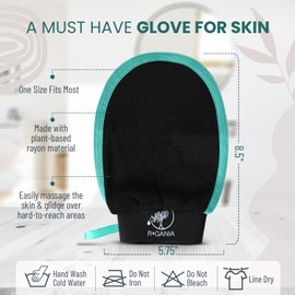 R'GANIA Exfoliating Glove & Back Scrubber - Moroccan Skin Exfoliator & Dead Skin - Spray Tan - Keratosis Pilaris Remover - Improved Skin Texture & Unclogged Pores - Deep Exfoliating Body Scrubber