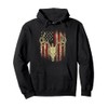 Deer Hunters Deer Skull on American Flag Pullover Hoodie