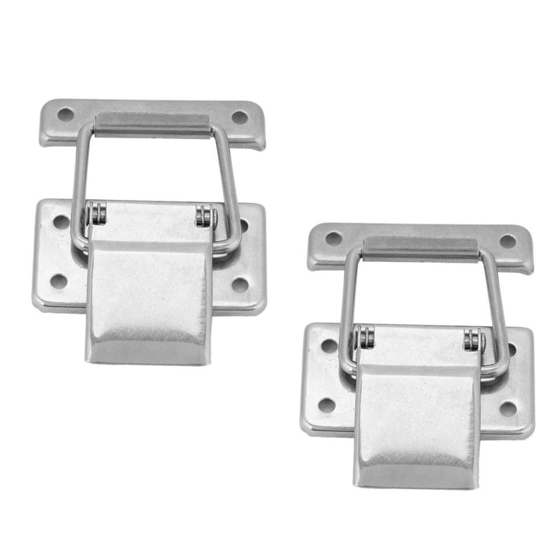 2 Pcs Stainless Steel Hardware Cabinet Case Spring Loaded Latch