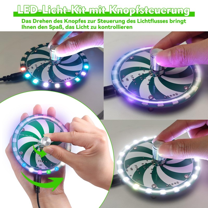 pemenol Round RGB Light Soldering Electronic Kit with 7 Light
