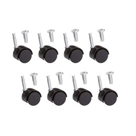 Just Accessories Pack of 8 Twin Nylon Wheel Castors Casters, Socket Grip Neck Stem Fix, 40mm, Load Bearing 25Kg