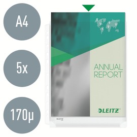 Leitz 47563003 Maxi Document Wallet A4 Colourless PVC Grained Pack of 5