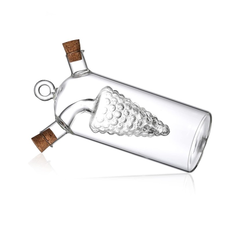 ELETON Grape Motif Oil and Vinegar Cruet Dispenser Bottle,Clear Borosilicate