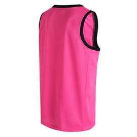 Pullonsy Basketball Jersey for Men Women Unisex 80s 90s 00s 10s Mesh T-Shirts Hip Hop Tank Top Fitness Training Outfits Black Neck-Hot Pink Jersey,Men Size X-Large