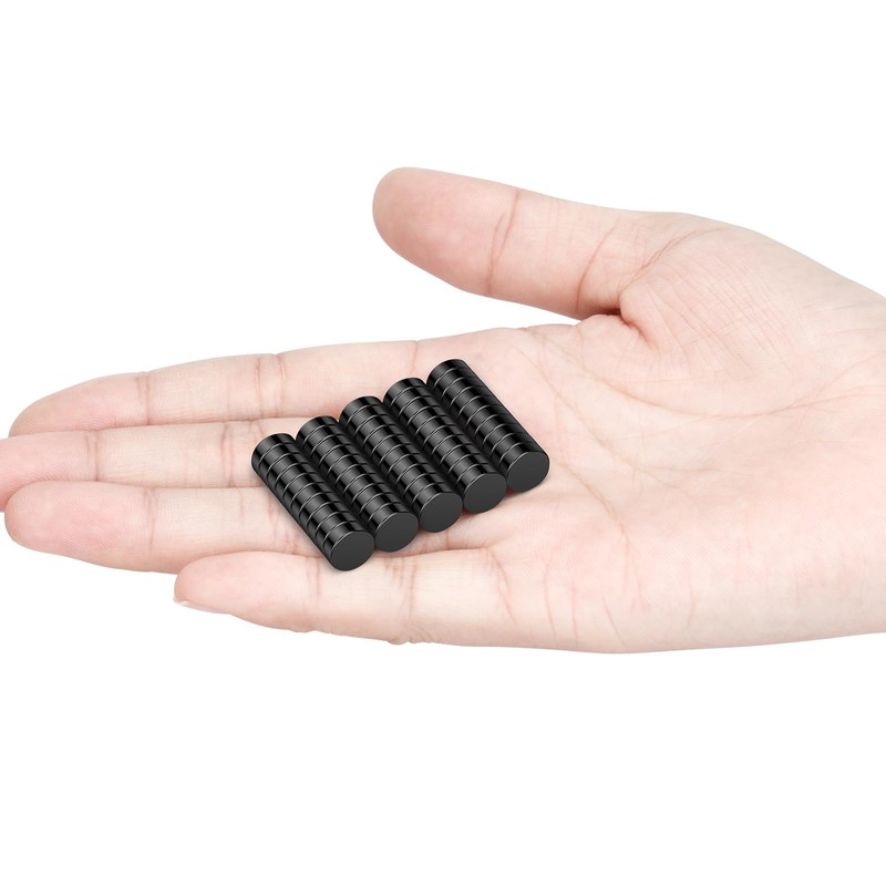 Wzone 50PCS Black Small Magnets, 8mm x 3mm Round Strong