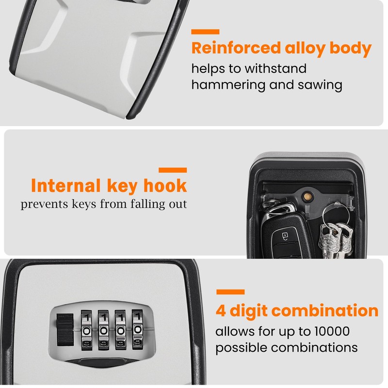 Fayleeko Key Lock Box Wall Mounted, 5 Keys Capacity, Key