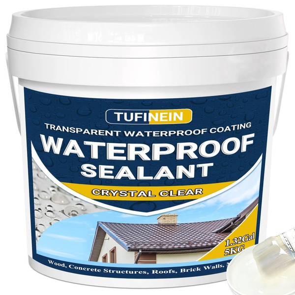 Transparent Waterproof Coating, TUFINEIN 1.32 Gallon Invisible Waterproof Agent Indoor
