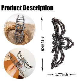 ROMODIYA Spider Hair Clip, Metal Black Hair Claw Clip with Design, Hair Accessories for Thin/Thick Hair, Large Non-slips Strong Hold, Hair Fashion Luxury Accessories for Women Girls 1Pcs