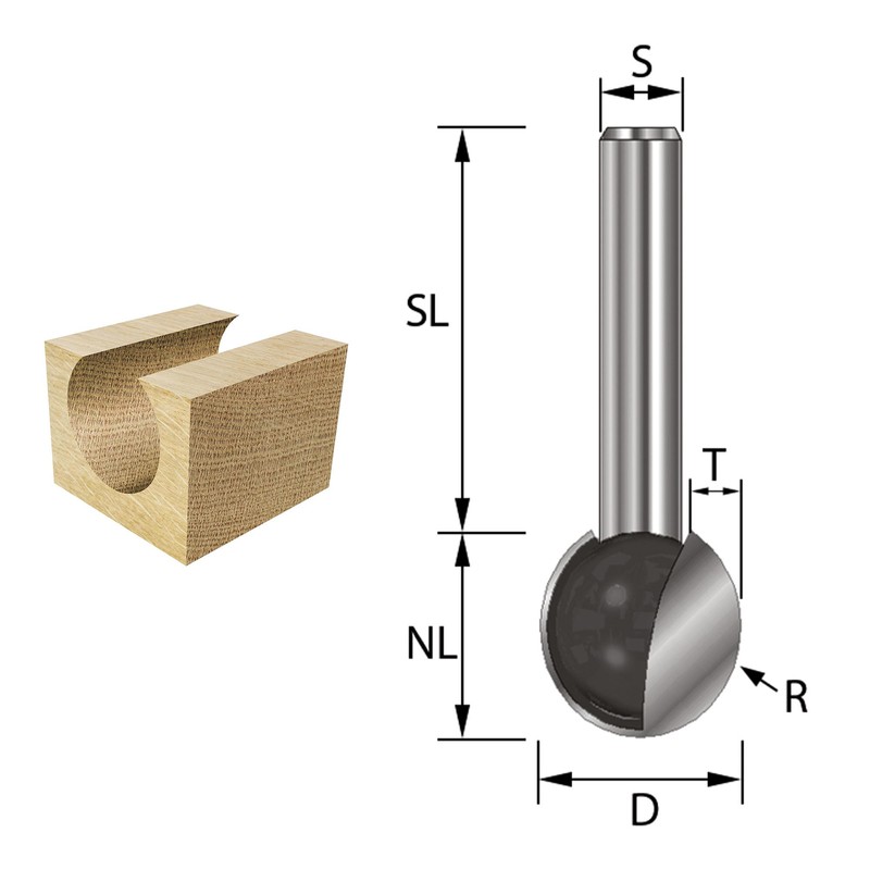 ENT Ball Groove Cutter TC Shank (C) 8 mm, Diameter