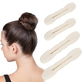 Pack of 4 Women's Hair Bun Maker, Bun Maker, Magic Hair Bun Maker, Hair Bun Maker Sponge Clips, Doughnut Bun Bun, Hair Updo Tools, Hair Bun Maker for Women Girls (2 Large 2 Small) (White)