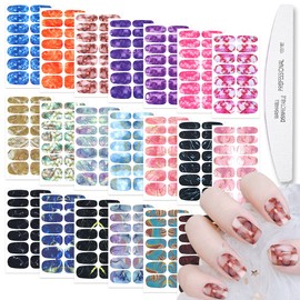 Wokoto 20 Sheets Marble Nail Polish Stickers - Peel & Stick Nail Polish Wraps - Marbling Design Full Nail Stickers for Women & Girls
