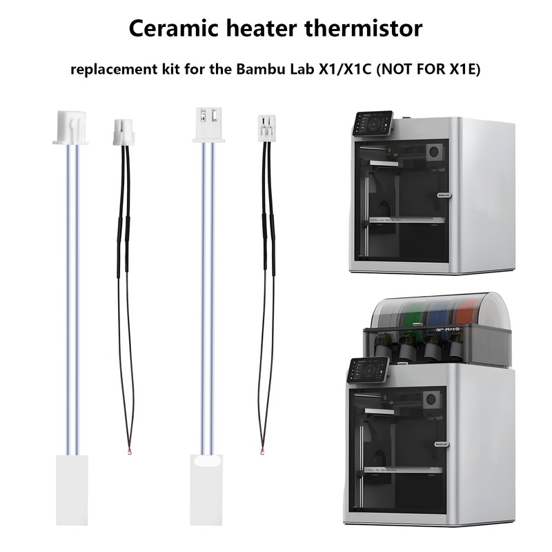 2 Pack Ceramic Heater & Thermistor Kit for Bambu Lab