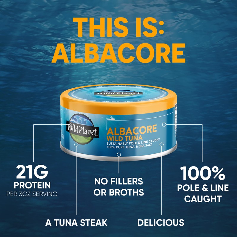 Wild Planet Albacore Wild Tuna, Sea Salt, Canned Tuna, Sustainably
