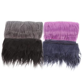 jojofuny 4pcs Faux Fur Fabric Strips Set Fluffy DIY Craft Material for Gnomes Beard Cosplay Home Decor Grey Blue