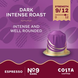 Costa Dark Intense Roast Aluminium Coffee Pods (Pack of 10, Total 100 Coffee Capsules)