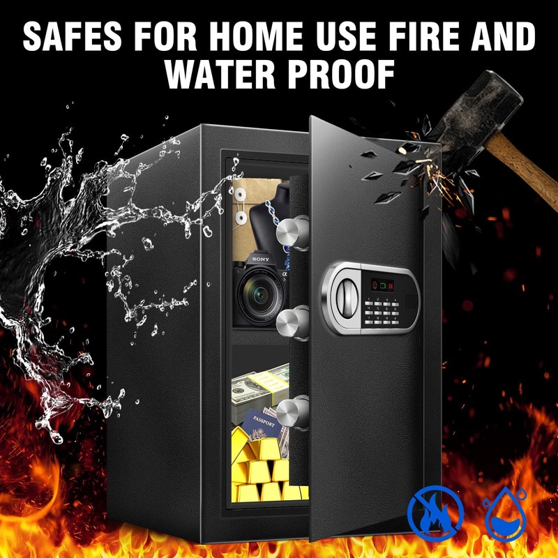 YAYAG 2.5 Cuft Safe Box, Fireproof Waterproof Safety Home Safe