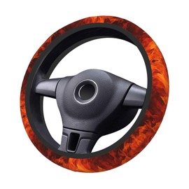 Flames Burning Fire Steering Wheel Covers,Anti Slip Sweat Absorption Elasticity Car Accessories Steering Wheel Protector Universal 15 Inch for SUV Sedan Vans Trucks