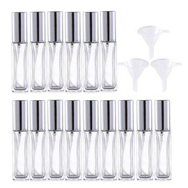 Rowcay Mini Perfume Atomizer 10ml Refillable Glass Perfume Bottles Empty Spray Bottles for Travel Fine Mist Sprayer for Toiletries Sample Dispenser (15 Pcs Silver)