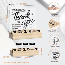 Thank You Gifts-Wooden Block Calendar Acrylic Sign-Appreciation Gifts for Coworker, Retirement Leaving Desk Decor for Women Men Friends, Desk Sign Calendar for Home Office Essentials