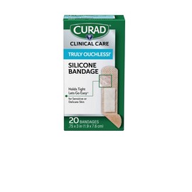 CURAD Truly Ouchless!® Silicone Bandages, .75" x 3", for Sensitive or Delicate Skin, Flexible Fabric, Protects Scrapes, Cuts & Burns, 60 Count (Pack of 3)
