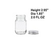 U Pack 2oz Mason Jar with Silver Lid for Honey