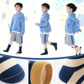 MHwan Children's socks, 5 pairs of football children's socks made of cotton, soft and breathable, elastic and non-binding, medium thickness, can be worn at any time of year (23-30 (30-36), blue