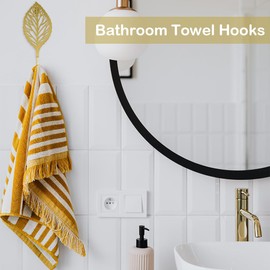 IUMLXJO 7pcs Leaves Wall Hooks for Hanging Heavy Duty, Gold Iron Decorative Hooks for Coat Towel Hat Wall Mount Hangers Racks for Bathroom, Kitchen, Door, Wardrobe, Farmhouse (Include Screws)