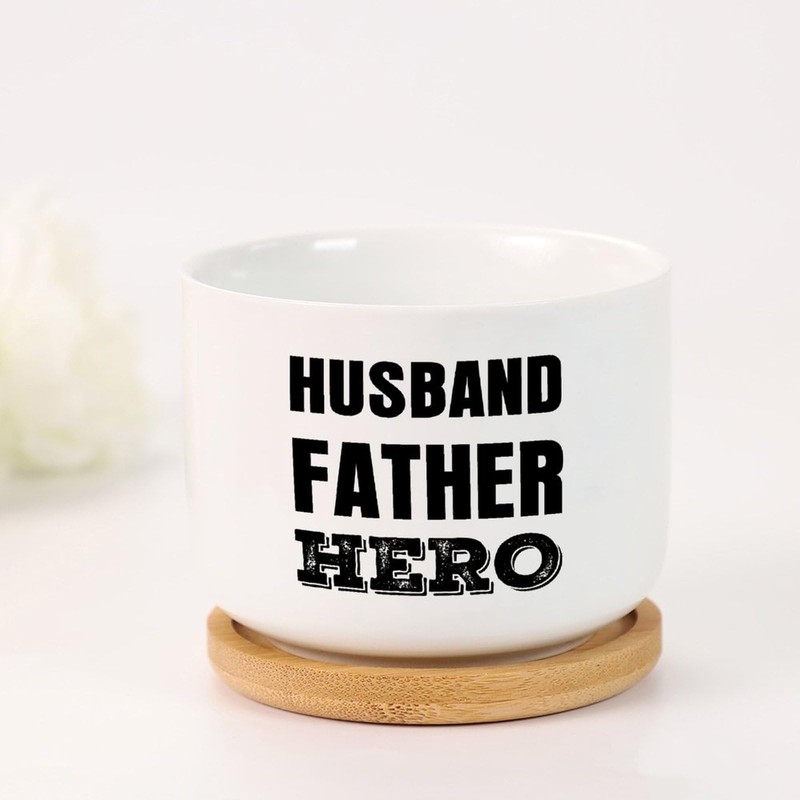 DecStic Husband Father Hero Ceramic Planters Bible Verse Planters for
