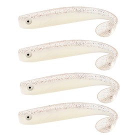 ZANDERKANT - Fishing Lure - Rubber Fish - Mega Kauli - 2 Packs of 2 - Purple Glitter - 16 cm - Gripper 6/0 - Floating