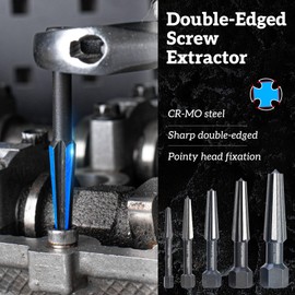 Thinkpro Bolt Extractor Kit,10PC Screw Extractor and Left Hand Drill Bit Set, HSS M2 Steel Drill Bits, Reverse Drill Bit and Bolt Extractor, Easily Remove Stripped,Broken Screws,Bolts and Nuts.